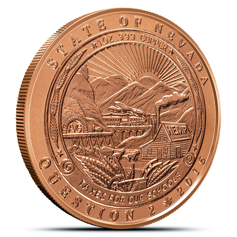 1 oz COPPER Nevada Legalized .999 Round